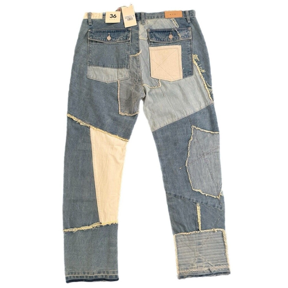 Mnml Patchwork Distressed Baggy Denim Jeans Men’s Size 36 Button Fly